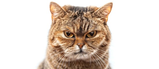 Fototapeta premium Symmetrical Portrait of an Angry Cat on White Background