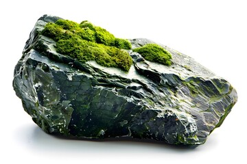 Unique Rock with Vibrant Green Moss Growth