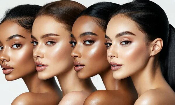 Diverse Beauty: Four Women with Different Skin Tones
