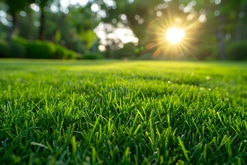 Serene Sunrise Over Lush Green Grass