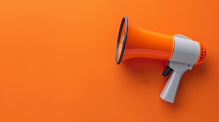 A bright orange megaphone sits on a matching orange background, showcasing its design and purpose for making clear announcements. Generative AI