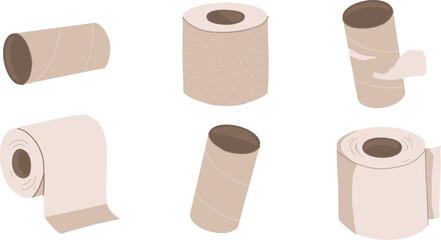 vector toilet paper, flatt art, cardboard sleeve, recycling