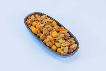 Nuts in oblong dish