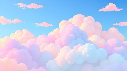 Fototapeta premium Pastel Cloud Background, Cotton Candy colorful Clouds, Rainbow Cloud Background, Cloud Background. Generative AI