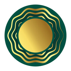 Gold with green round frame for text. For wine, label, sticker, beauty, price