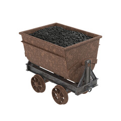 rusty iron cart full of coal
