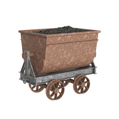 rusty iron cart full of coal