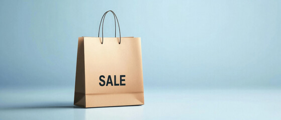 A brown paper bag with the word Sale written on it. The bag is sitting on a table