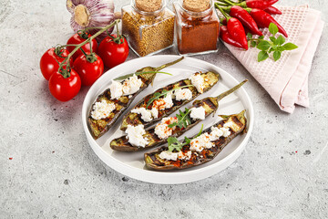 Grilled eggplant with feta cheese