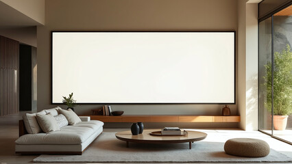 Fototapeta premium Modern Minimalist Living Room with Blank Screen