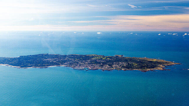 Yeu island from aerial view in french atlantic ocean