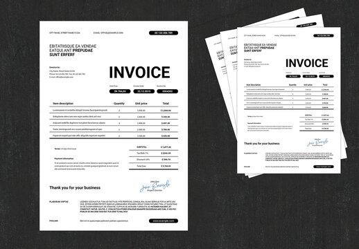 Black and White Invoice Template