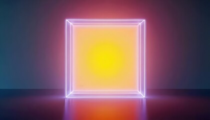 Neon Glowing Frame Abstract 3D Design