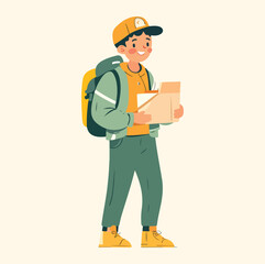 A delivery man with box delivery concept illustration