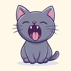 Cute cat cartoon mascot illustration
