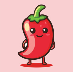 Cute red chili cartoon mascot illustration