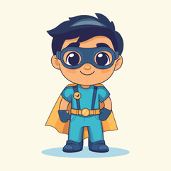 A cute super hero boy cartoon mascot illustration