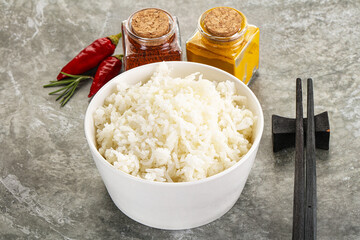 Steamed Basmati rice in the bowl