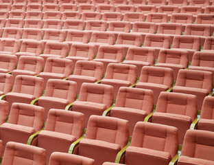 Seats in cinema theater hall. Movies lecture concept idea
