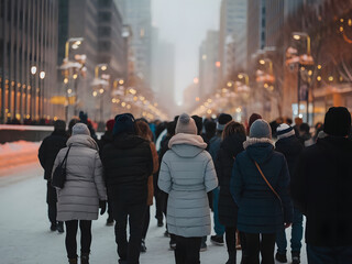 Personas vestidas con ropa abrigada, bufandas y gorros de lana
