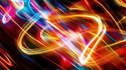 Abstract Art with Intertwined Light Trails in Vibrant Colors
