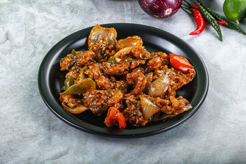 Asian cuisine - prawn in chili sauce