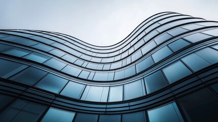 Curved glass facade of modern office building