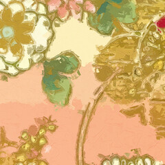 Oil paintings and various flowers, roses, peonies, animals, chrysanthemums, and leaves are beautiful