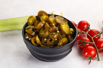 Sliced canned jalapeno pepper