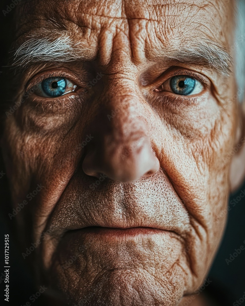 Poster Close-up Portrait of an Elderly Man with Blue Eyes