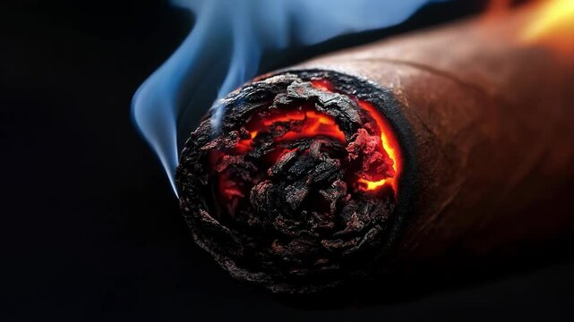 Glowing Cigar Ash with Smoke Seamless Loop Background Video