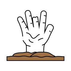 hand evil zombie line icon vector. hand evil zombie sign. isolated symbol illustration