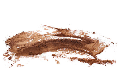 Pile cocoa powder isolated on white background, side view