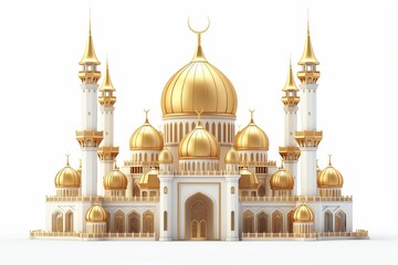 Obraz premium Architectural design of a mosque with traditional domes, representing cultural heritage and the beauty of Islamic architecture, Generative Ai