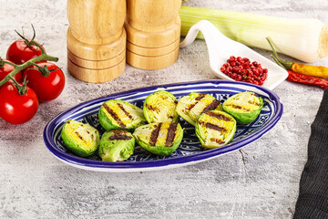Grilled green brussel sprout cabbage