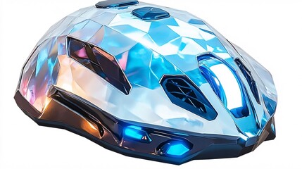 Fototapeta premium A futuristic computer mouse with a sleek, angular design and glowing blue lights.