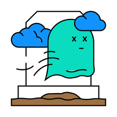 grave zombie monster line icon vector. grave zombie monster sign. isolated symbol illustration