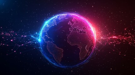 A Digital Representation of Earth with Neon Connections