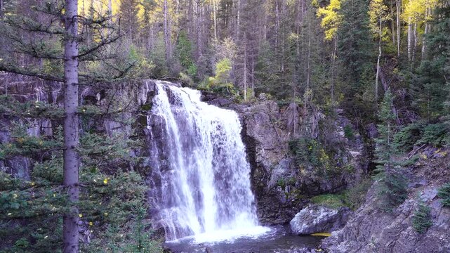 Upper Ames Waterfall, Falls, in the Southern Colorado Mountains,  America, USA.