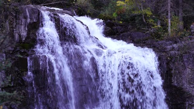 Upper Ames Waterfall, Falls, in the Southern Colorado Mountains,  America, USA.