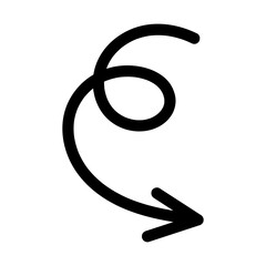 Hand-drawn curved arrow shape. Vector icon isolated on transparent background