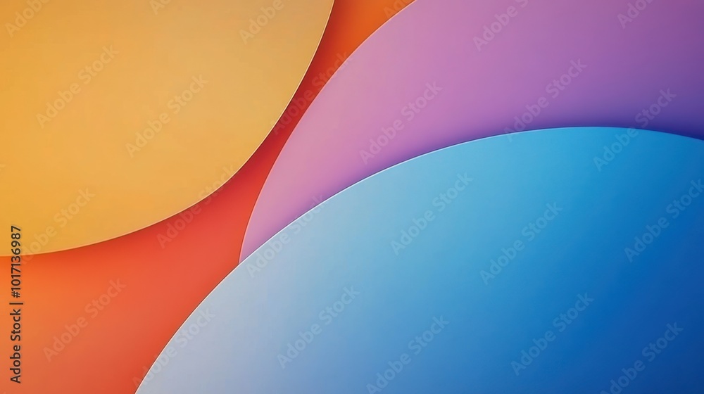 Canvas Prints Abstract Background with Overlapping Curved Shapes in Orange, Red, Purple, and Blue