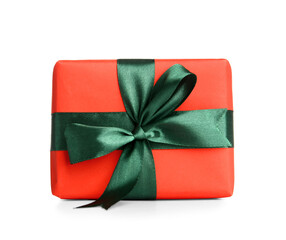 Beautiful Christmas gift box on white background