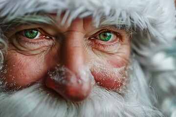 Captivating Close-Up of Santa Claus' Natural Makeup Beautiful Eye