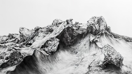 Abstract Landscape Drawing in Black and White - Minimalist Art Print