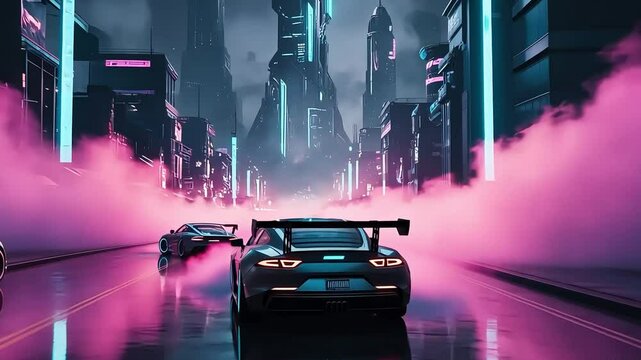 Cyberpunk City 2077 a hover car