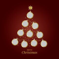 Obraz premium Christmas tree template with golden balls and customizable photo space