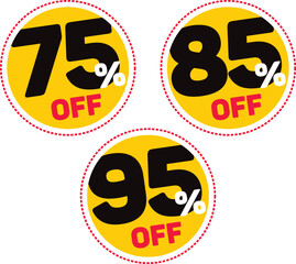 75 percent off 85 percent off 95 percent off discount with percent discount percentage tag