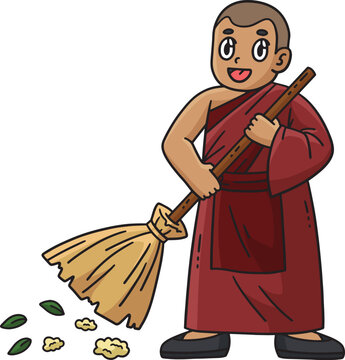 recommend clip art: Buddhism Buddhist Monk Cleaning Cartoon Clipart