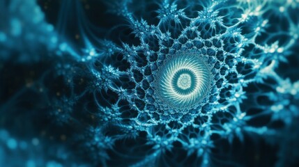 Obraz premium Abstract Blue Spiral with a Glowing Center